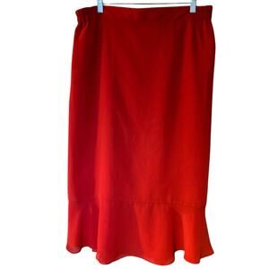 Tally Taylor Red Trumpet Midi Skirt SZ 18 W Lined Layered Christmas 90's VTG